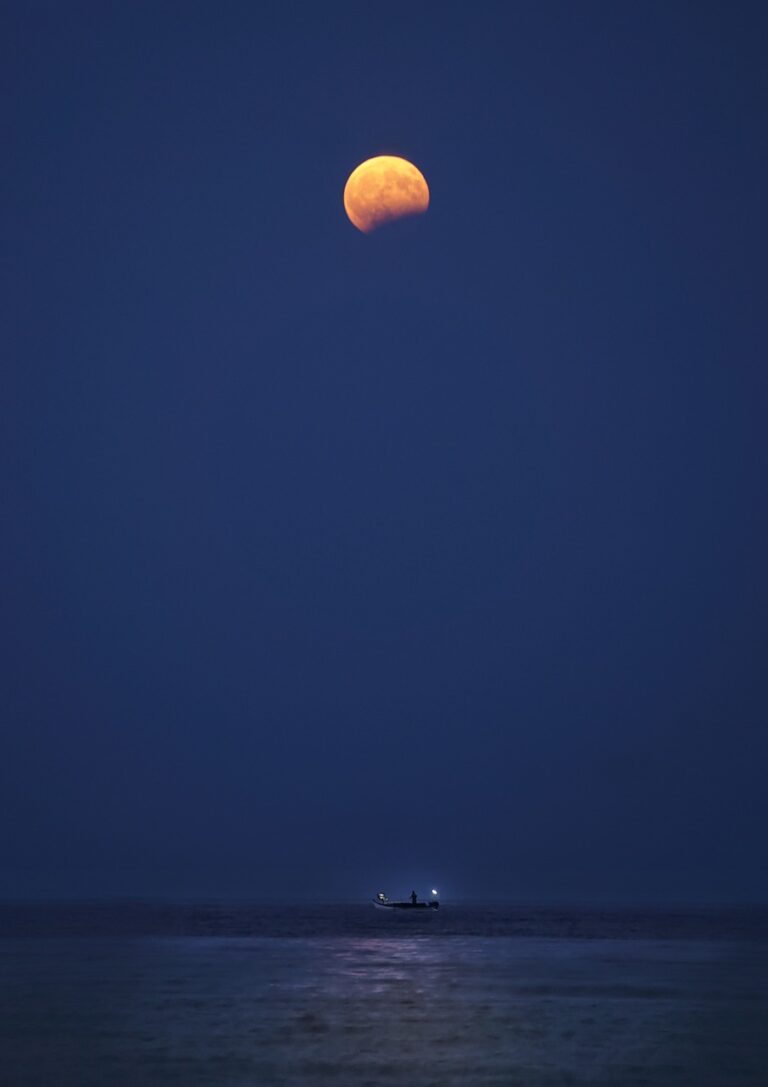moon, sea, nature, boat, night, ocean, sky, blue, light, landscape, seascape, water, wave, romantic, horizon, moonlight, dark, summer, scene, reflection, coast, romance, night sky, natural, blue sky, outdoor, greece